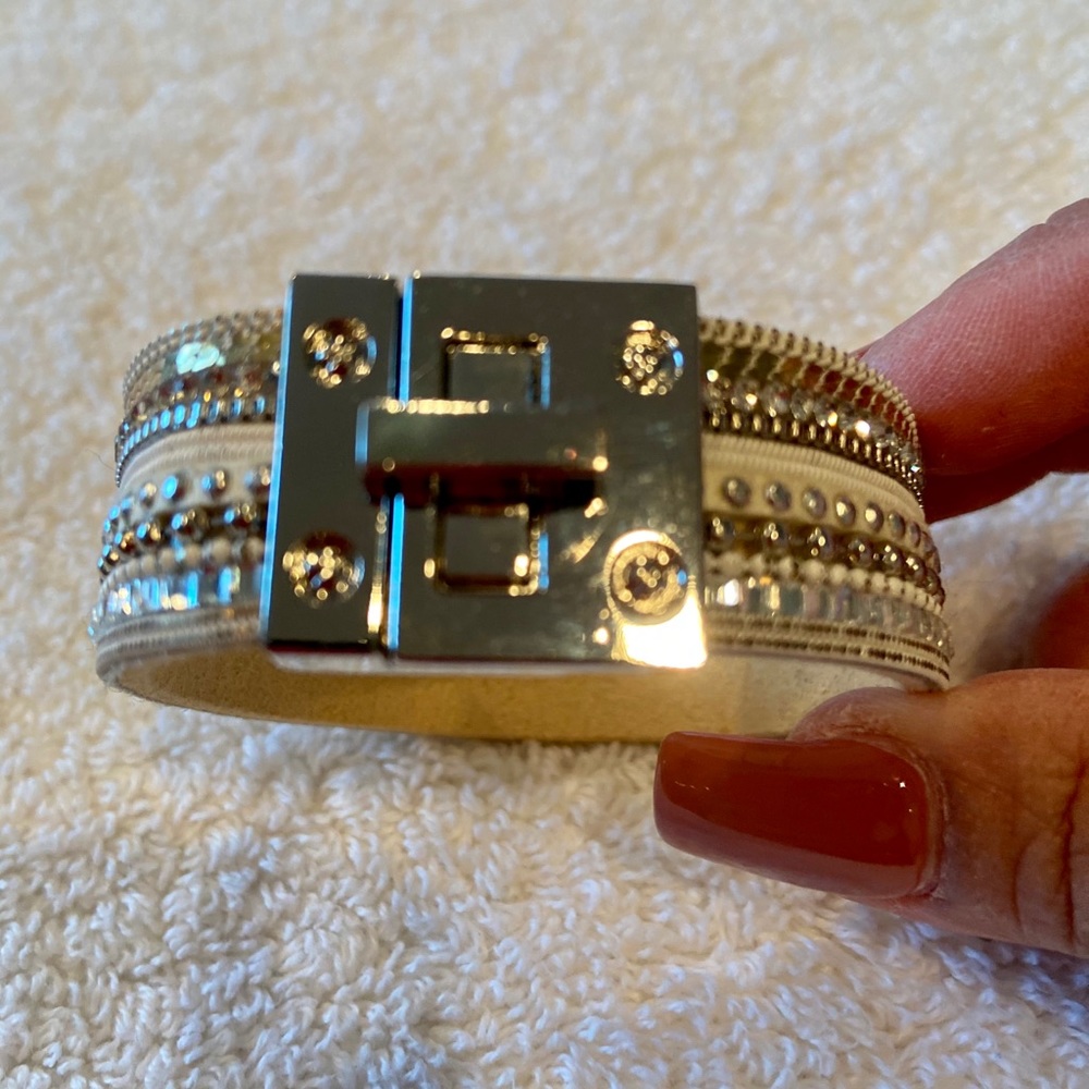 Cuff Link Bracelet in a Shimmer of Glitz